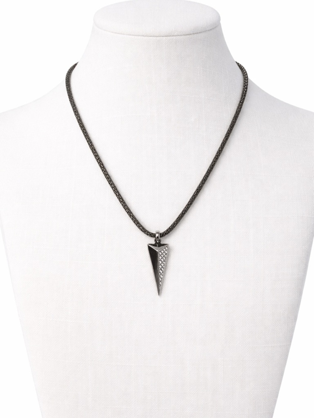 Gunmetal Chain Necklace w/ Geometric Spike Pendant | Edgy Minimal